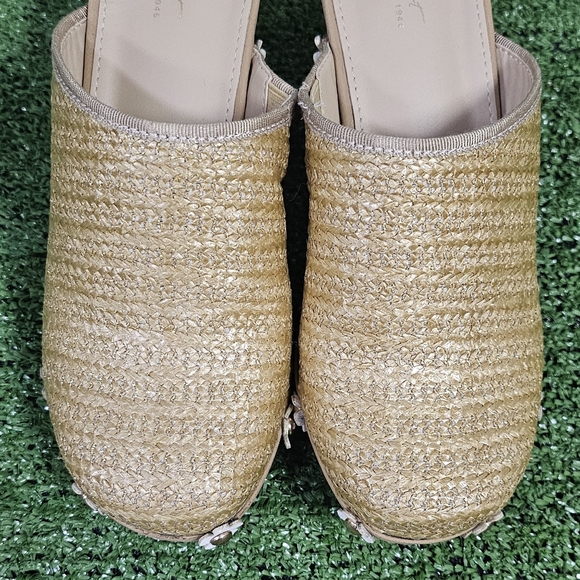 C COMFORT | SHIMMERY WOVEN STRAW GRASS DAISY STUDDED PLATFORM HEELED CLO… - Picture 8 of 16
